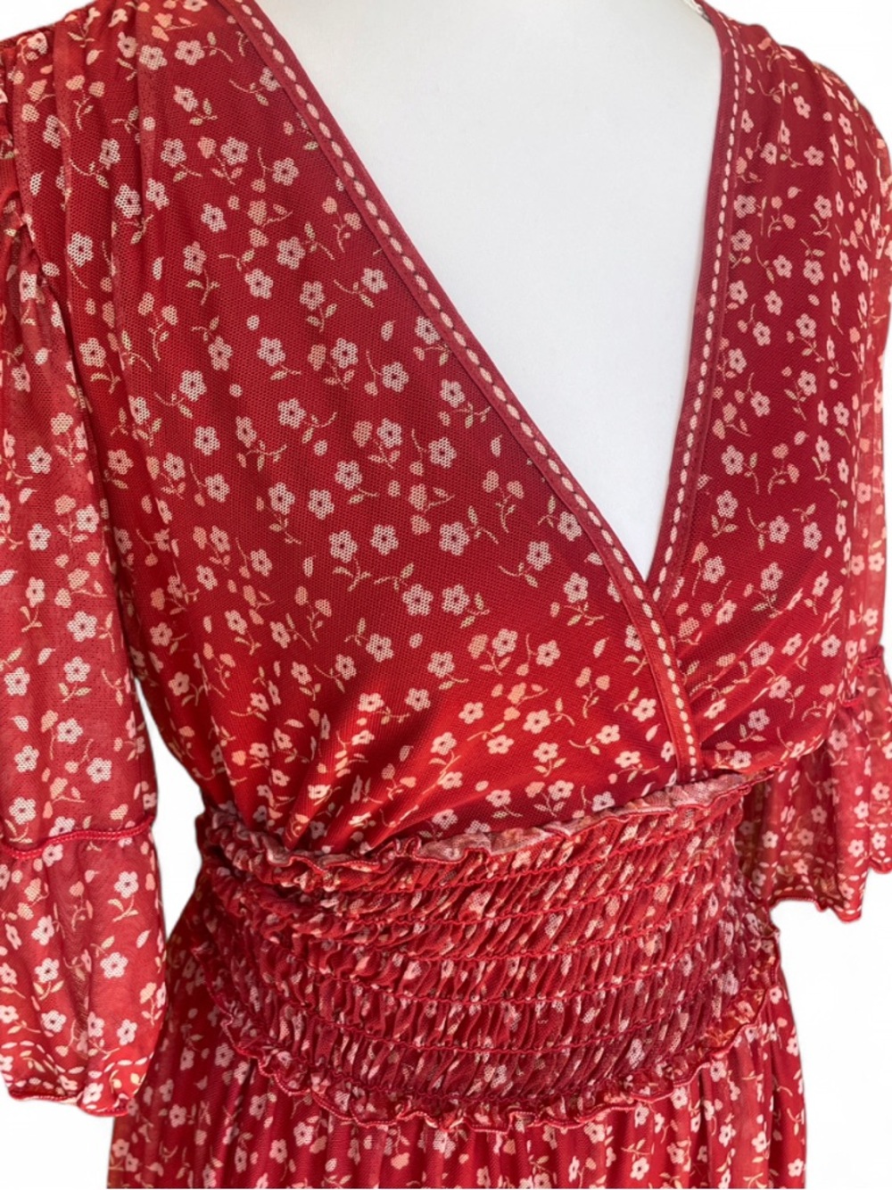Max Studio Raspberry Red Floral Dress - Picture 3 of 9